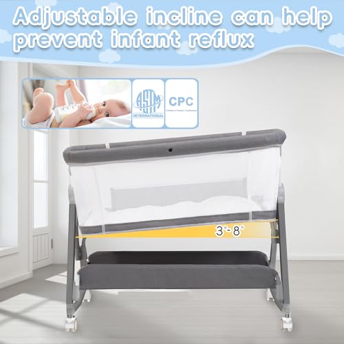 3 in 1 Height Adjustable Rocking Bassinet with Wheels A3120