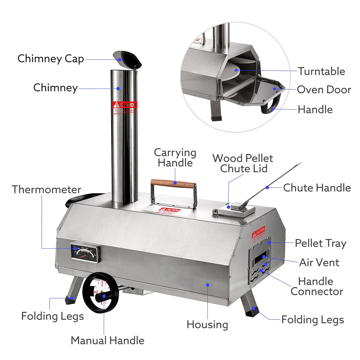 Wood Pellet Fired Pizza Oven with 10PCS Accessories Q511