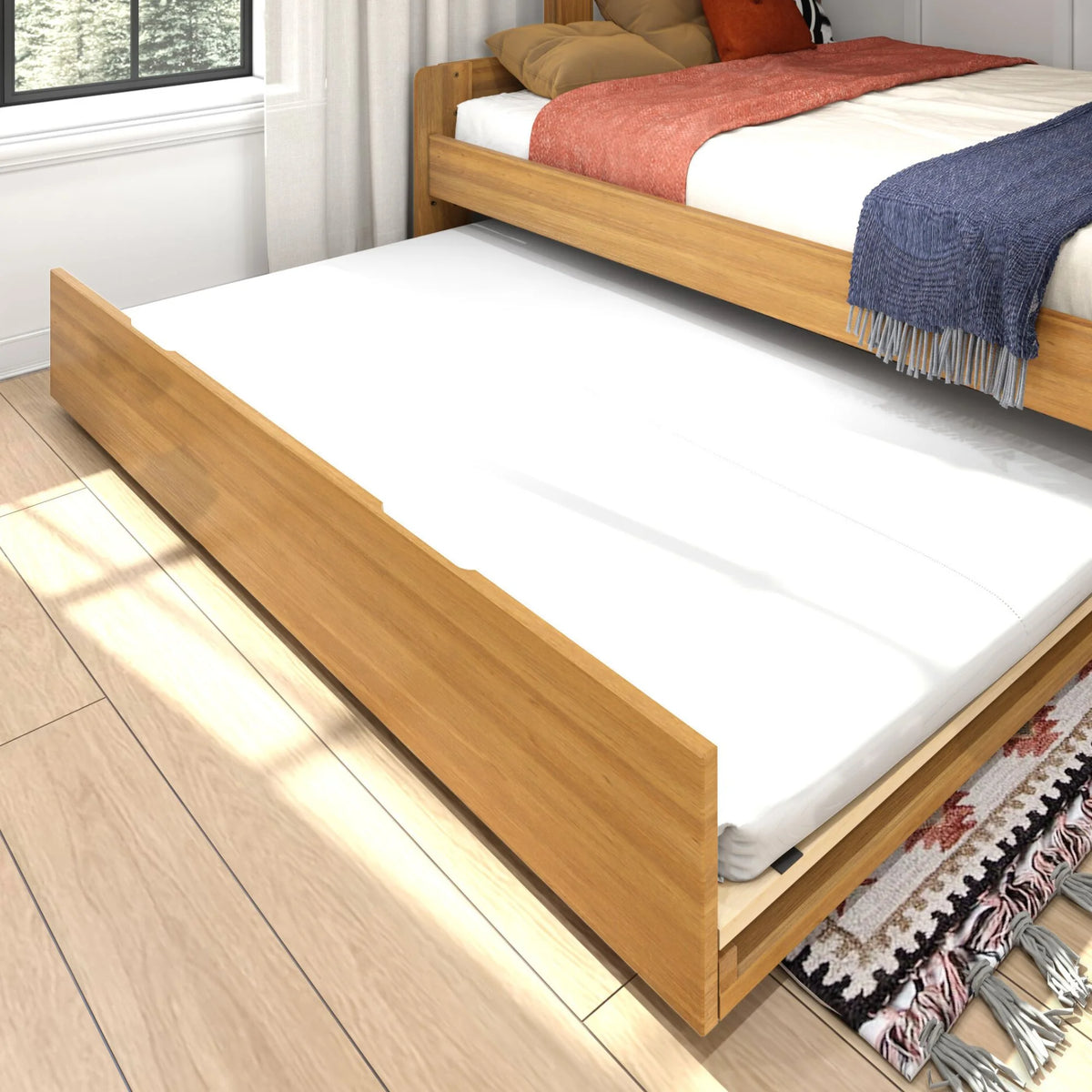 Twin Over Full Wood Bunk Bed with Trundle N5772