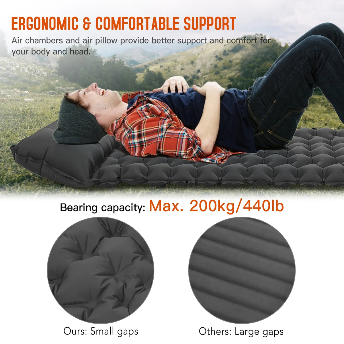 Ultralight Inflatable Camping Sleeping Pad with Pillow I2768