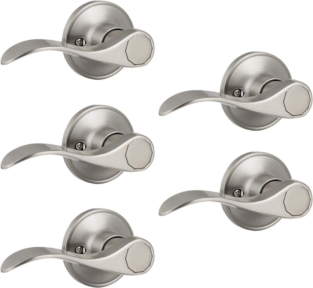 6 Pack Non-Locking Satin Nickel Door Lever Set U55482