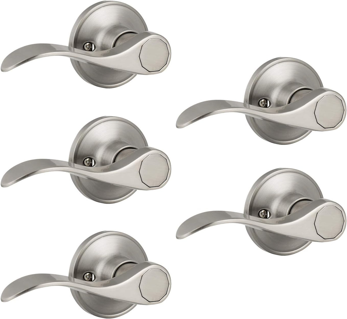 6 Pack Non-Locking Satin Nickel Door Lever Set U55482