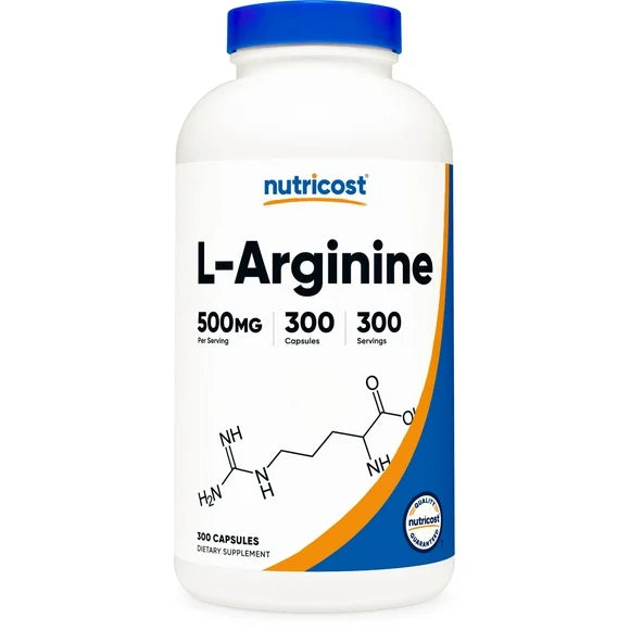 L-Arginine 500mg 300 Capsules Vegetarian Supplement H362040