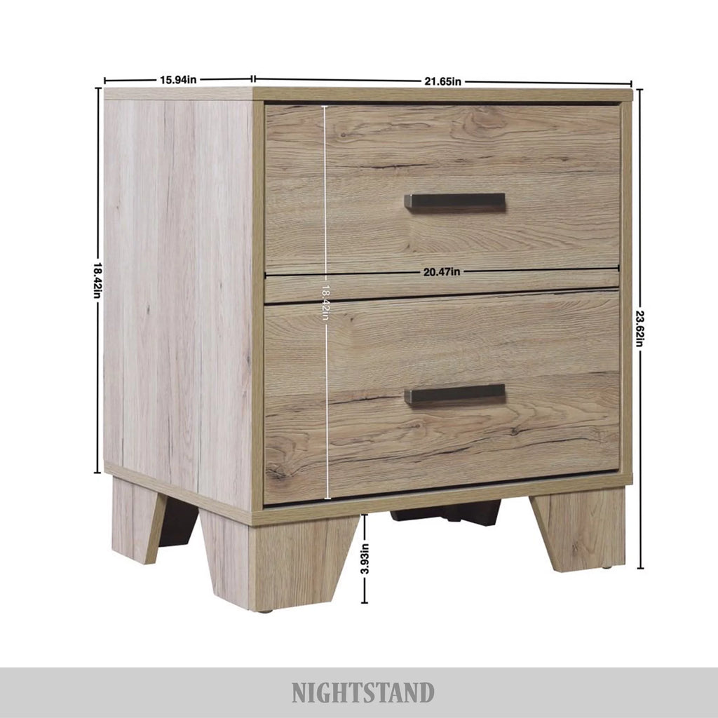 2 Drawers Light Oak Nightstand Z269932
