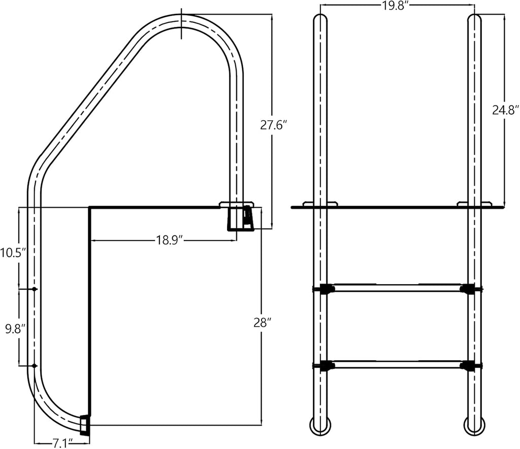 Inground 2-Step Non-Slip Stainless Steel Ladder B3448