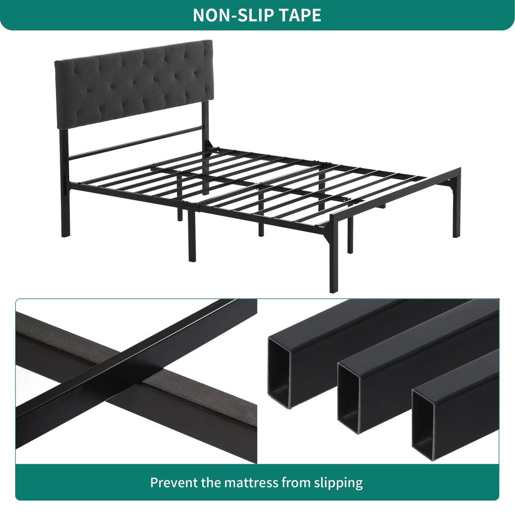 Full Size Upholstered Platform Bed with Adjustable Headboard D660308