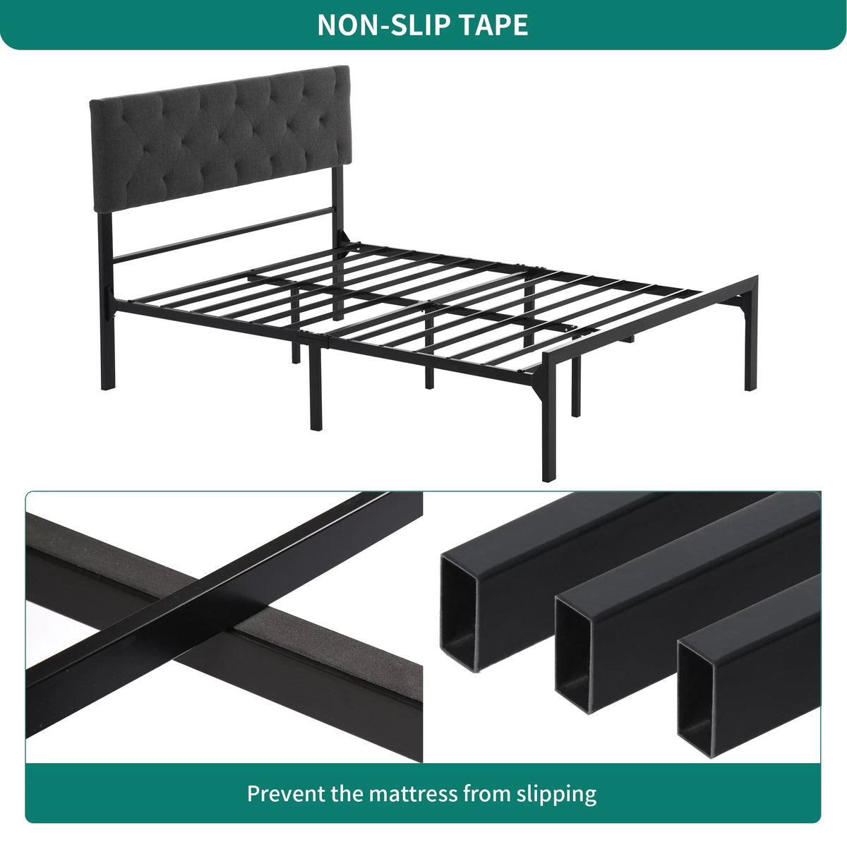 Full Size Upholstered Platform Bed with Adjustable Headboard D660308