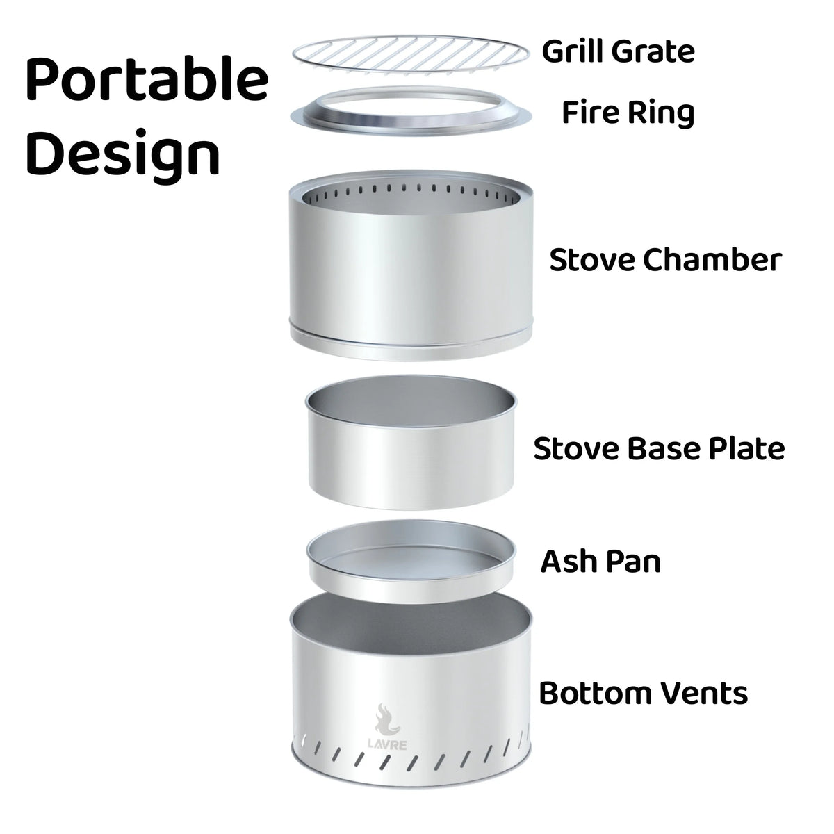 Stainless Steel Smokeless Wood Burning Fire Pit with Grill J5750