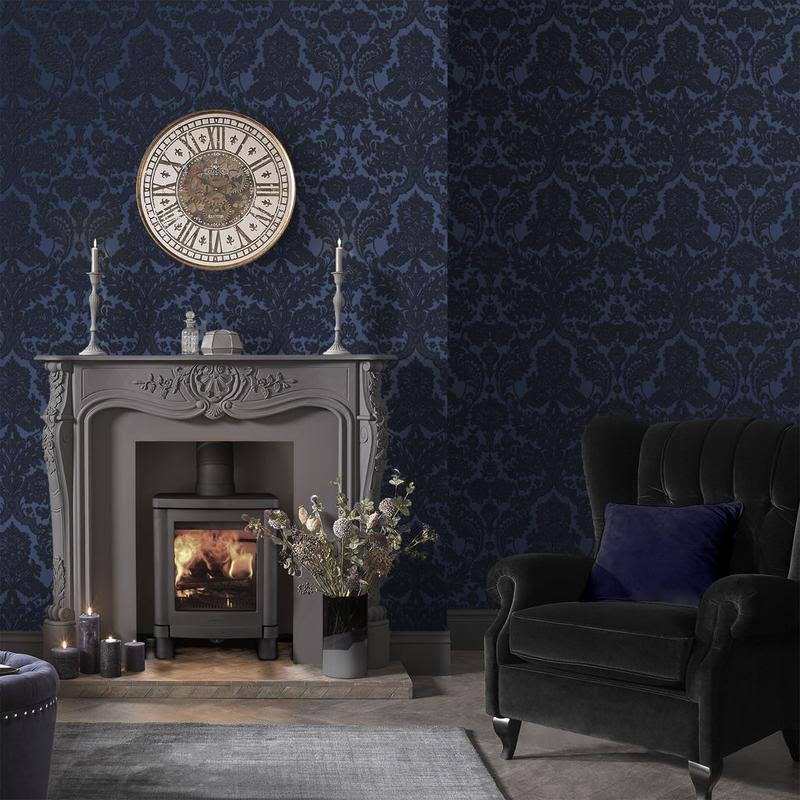 Gothic Damask Plum Wallpaper D87196