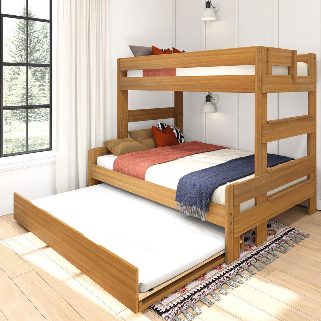 Twin Over Full Wood Bunk Bed with Trundle N5772