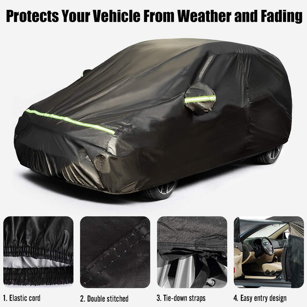 Hatchback Car Cover 5 Layers Universal Fit 157 to 171 inch Pack of 2 T10076