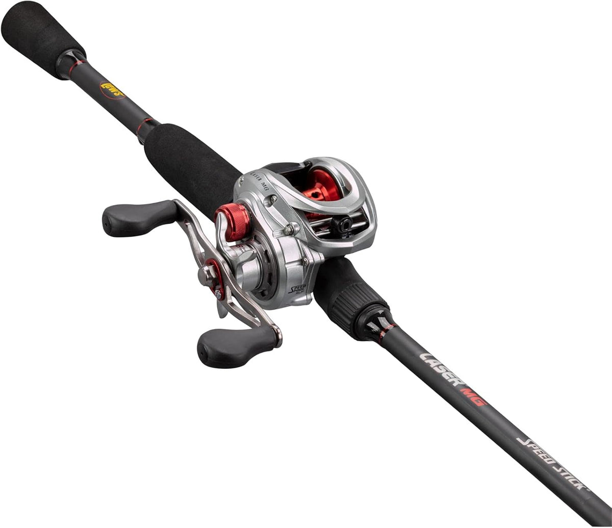 Silver Baitcast Reel and Fishing Rod Combo, 6-Foot 10-Inch 1-Piece Premium IM6 Graphite Rod with Split Grip EVA Handle G9590