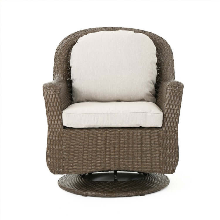 4-Seater Wicker Swivel Chair and Fire Pit T23983