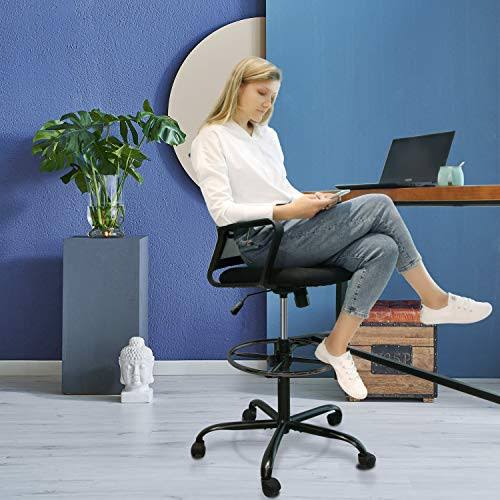 Adjustable Rolling Swivel Drafting Chair Stool with Foot Ring U817