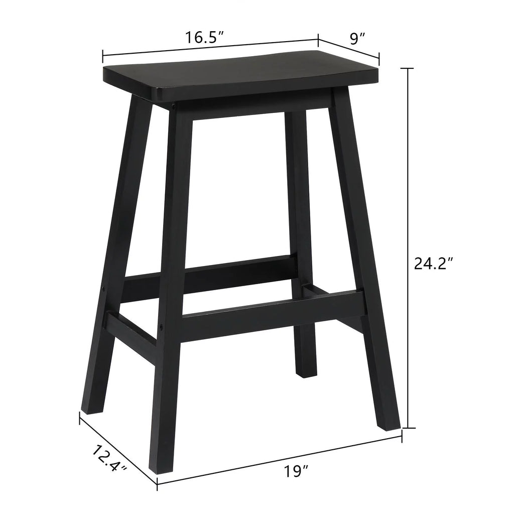 Set of 4 Black Wooden Saddle Seat Bar Stools N8956