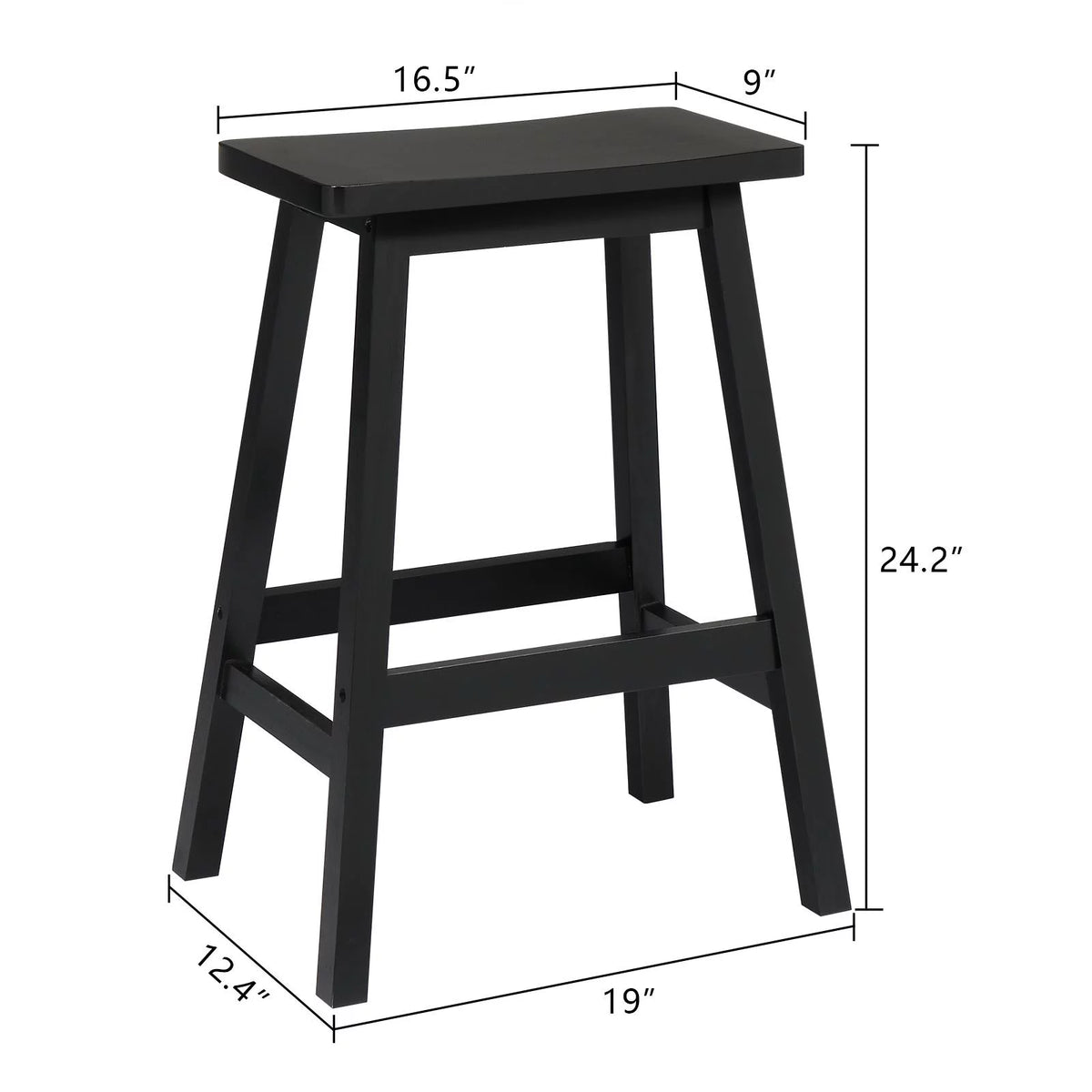Set of 4 Black Wooden Saddle Seat Bar Stools N8956