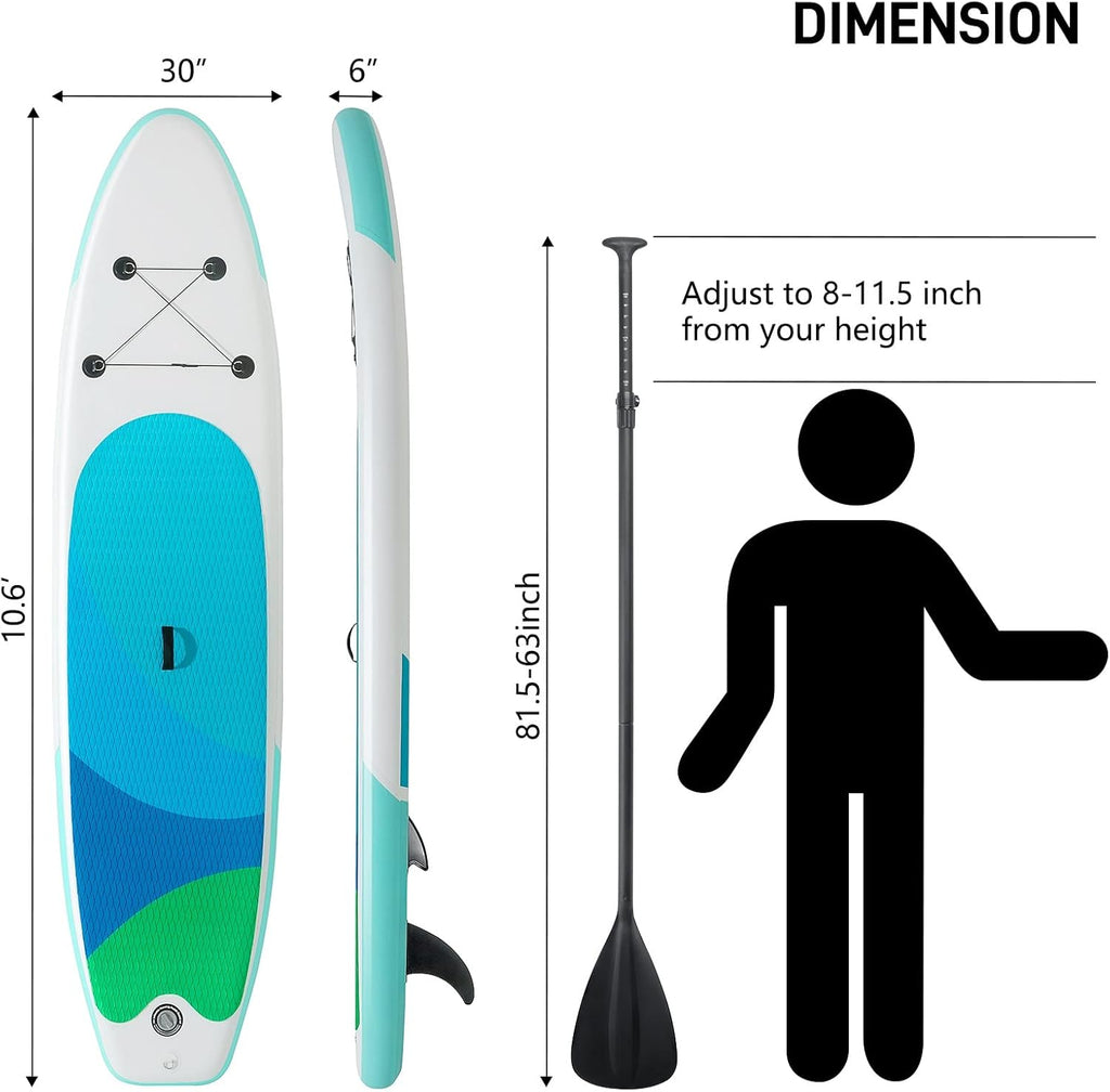 Inflatable Stand Up Paddle Board with Adjustable Paddle, Pump, Leash & Carry Bag E667