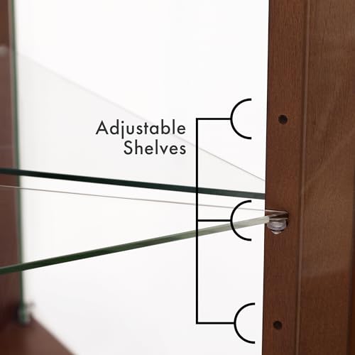 Walnut Glass Corner Curio Cabinet with Lights R22930