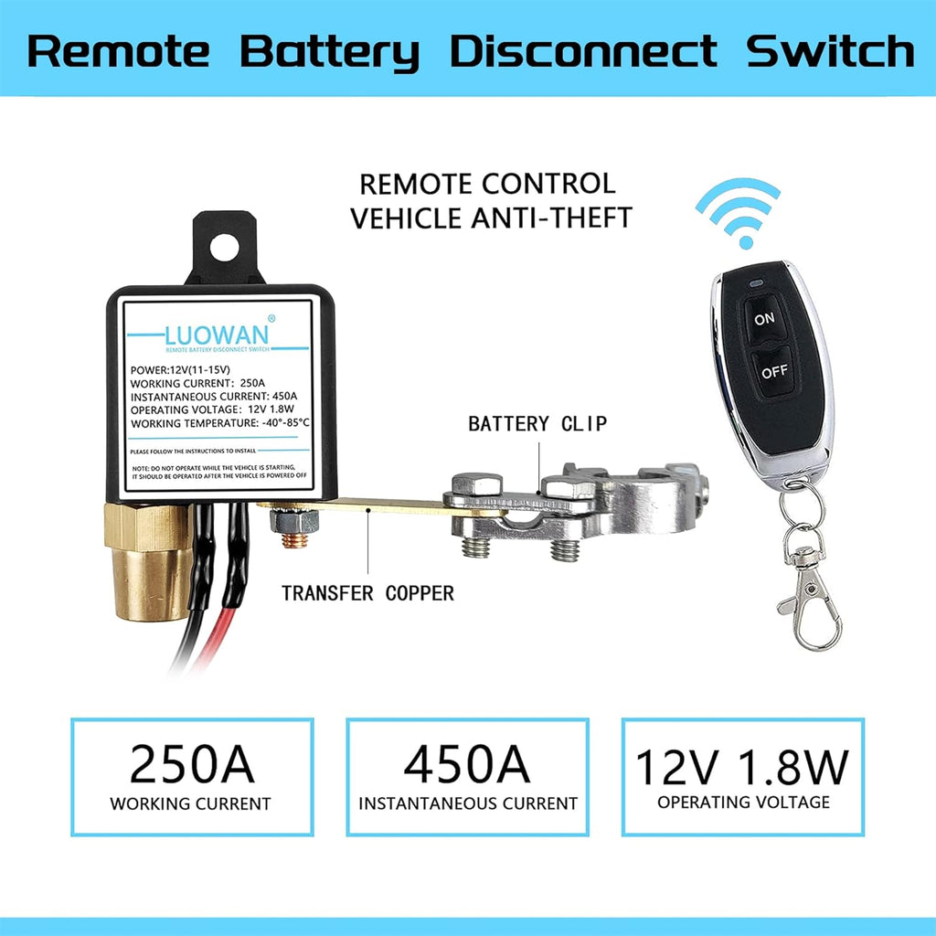 DC12V 250A Remote Battery Disconnect Switch Pack of 2 J44399