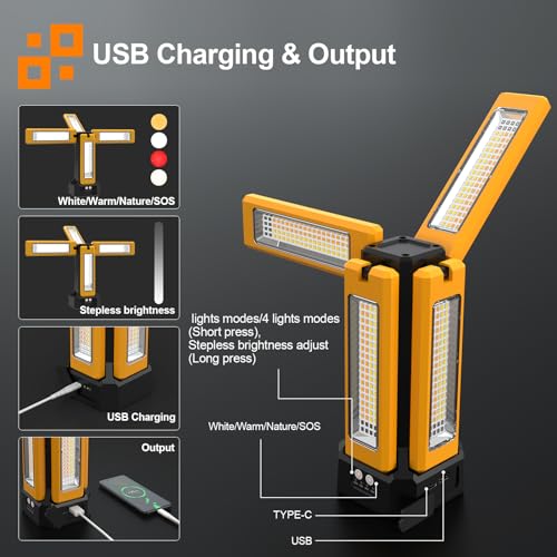 Rechargeable Solar Work Light with Folding Stand and Carrying Bag B567225