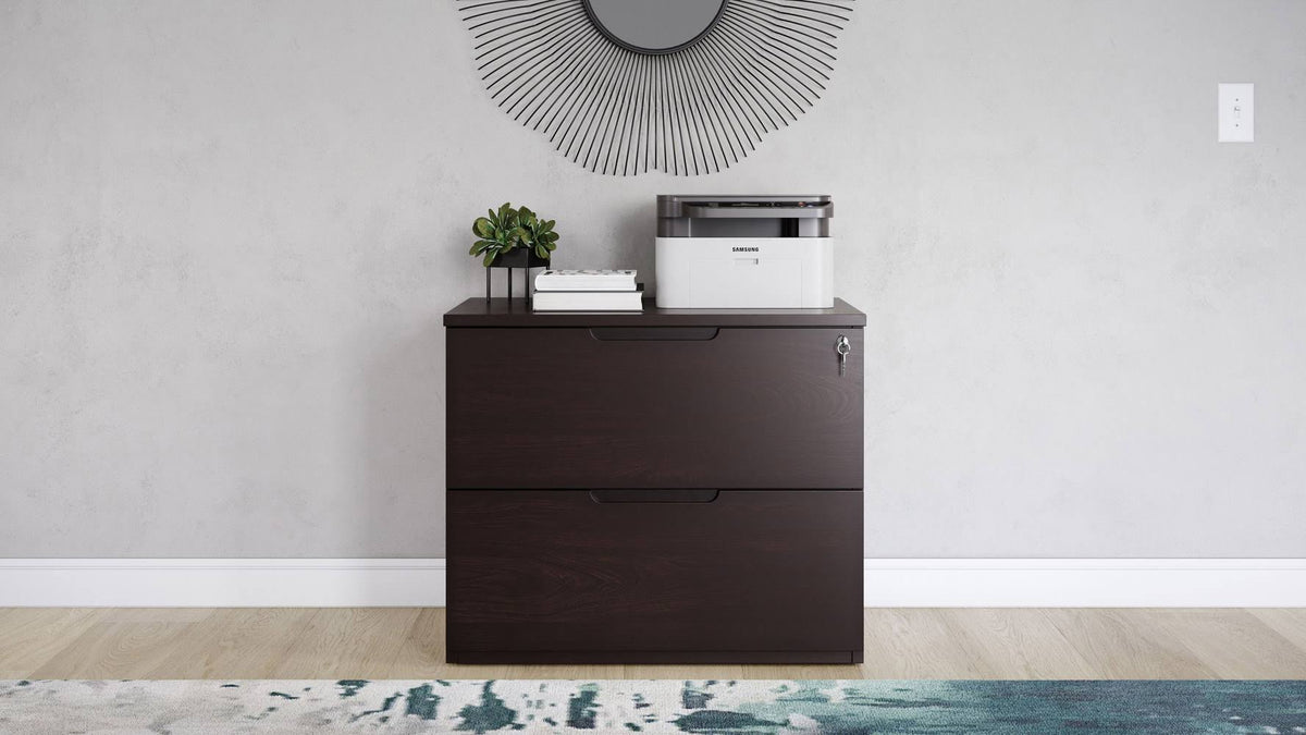 2 Drawer Lateral Filing Cabinet Dark Walnut L467