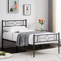 Twin Size Black Metal Platform Bed Frame with Headboard K80081