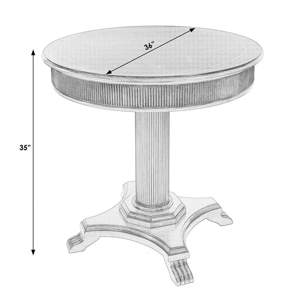 Brown Ribbed Wood Pedestal Foyer Table A30836