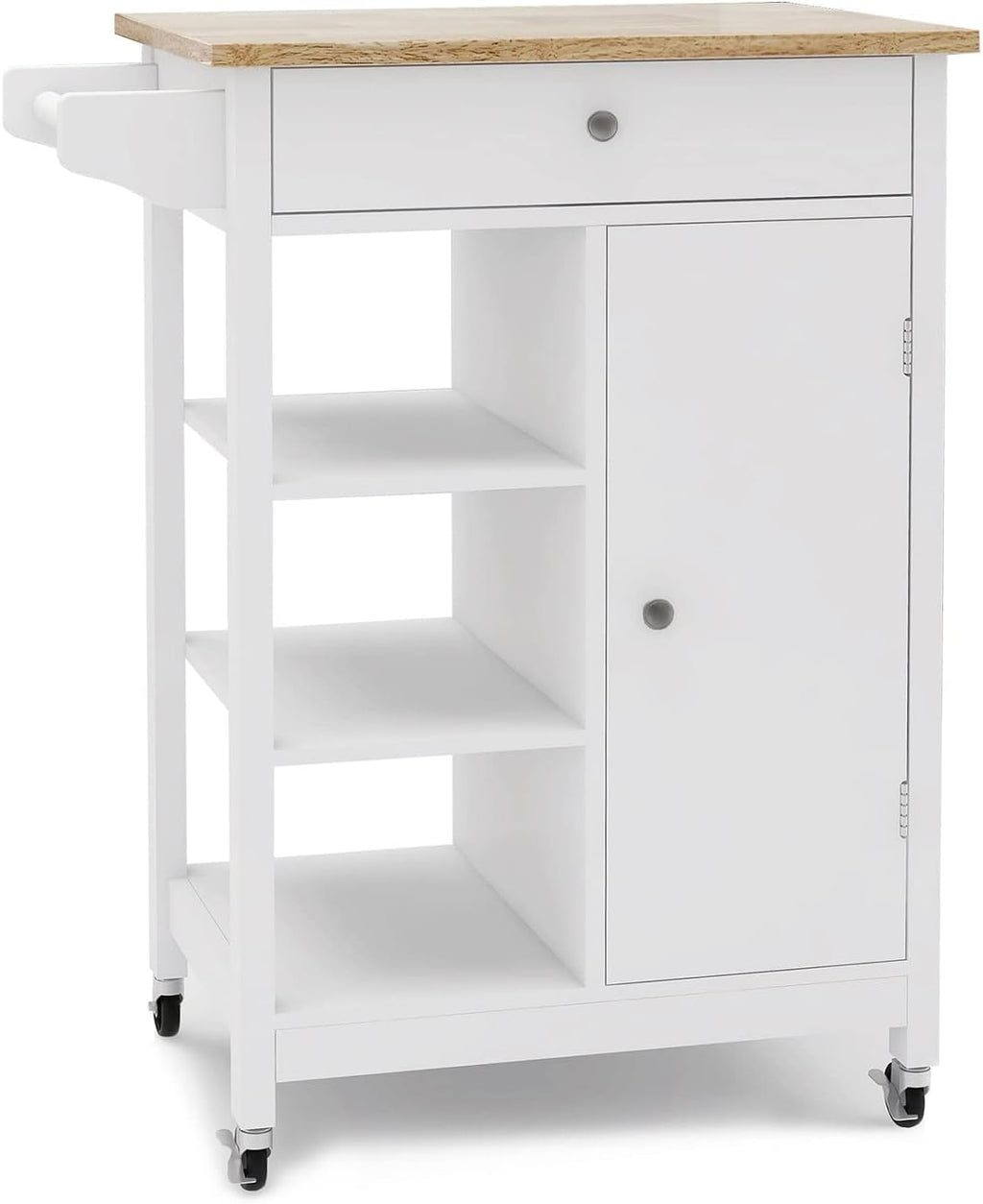 Rolling Wood Kitchen Cart with 2 Drawers and 2 Shelves U2375