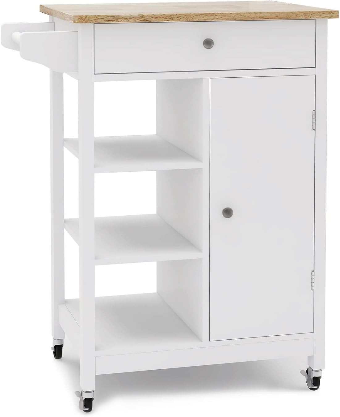 Rolling Wood Kitchen Cart with 2 Drawers and 2 Shelves U2375