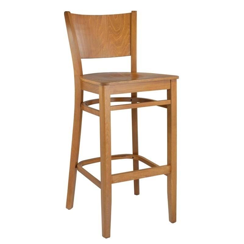 Dark Mahogany Wood Seat Bar Stool L3379