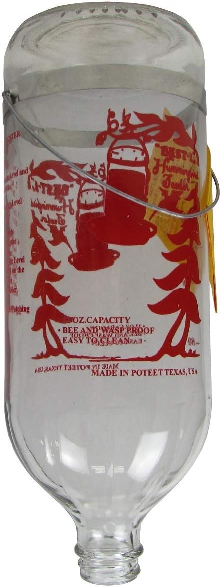 32 Ounce Glass Bottle Hummingbird Feeder V3938