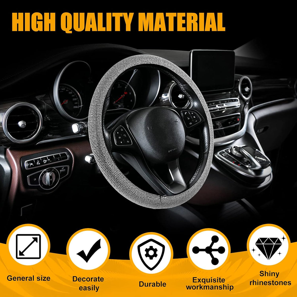 18 Pieces Bling Car Accessories Set W551669