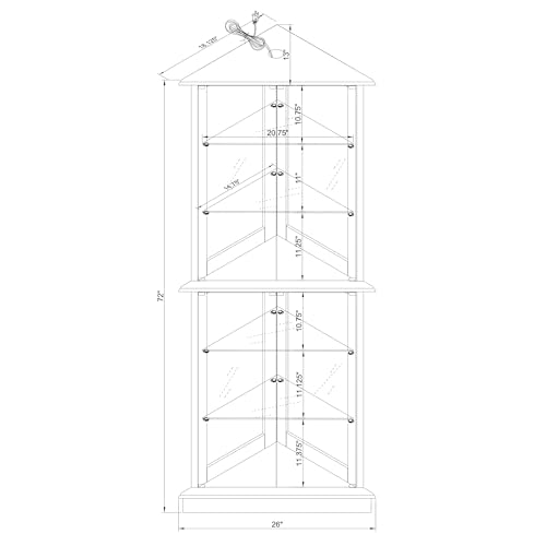 Walnut Glass Corner Curio Cabinet with Lights R22930