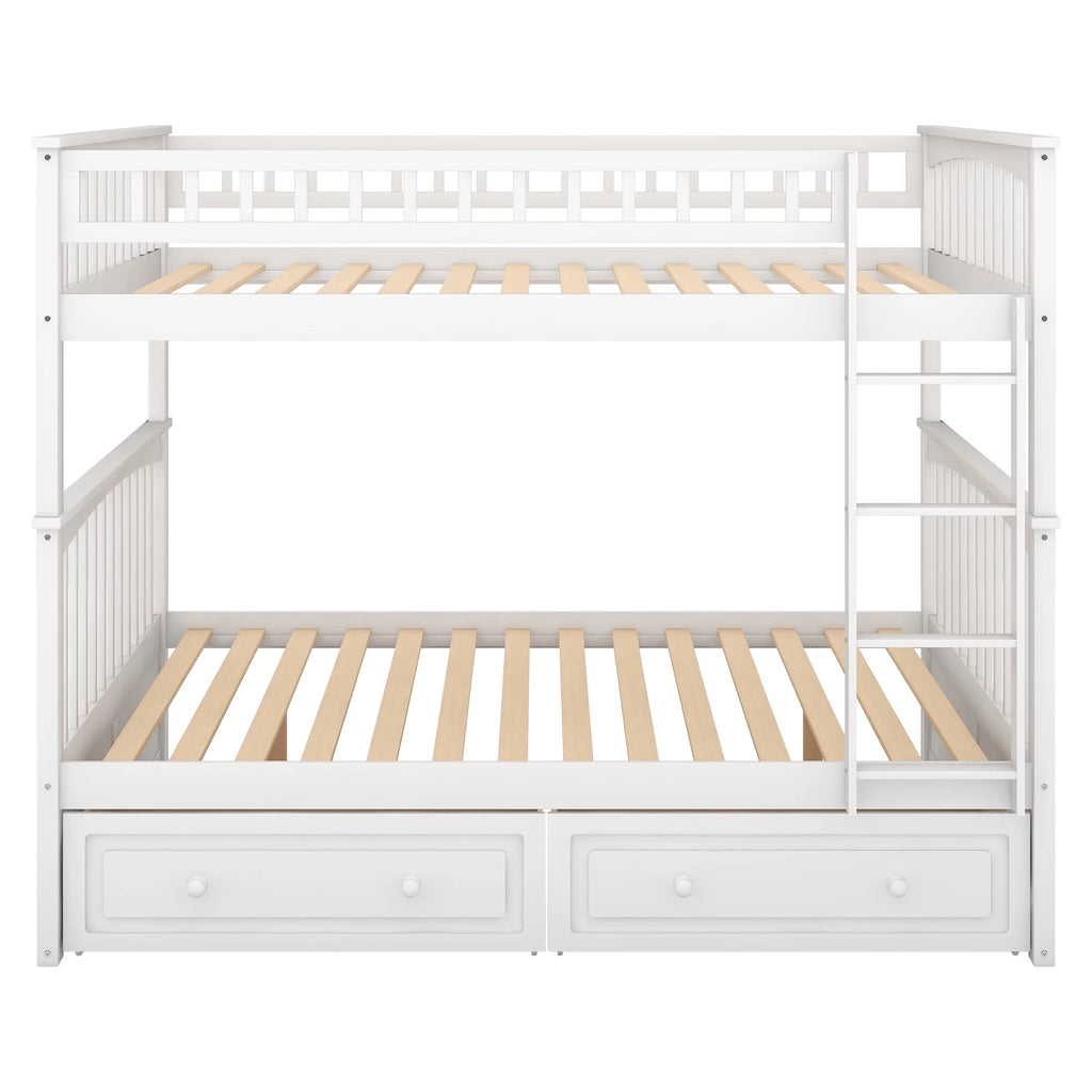 Pine Wood Full-Over-Full Bunk Bed with Storage Z7138