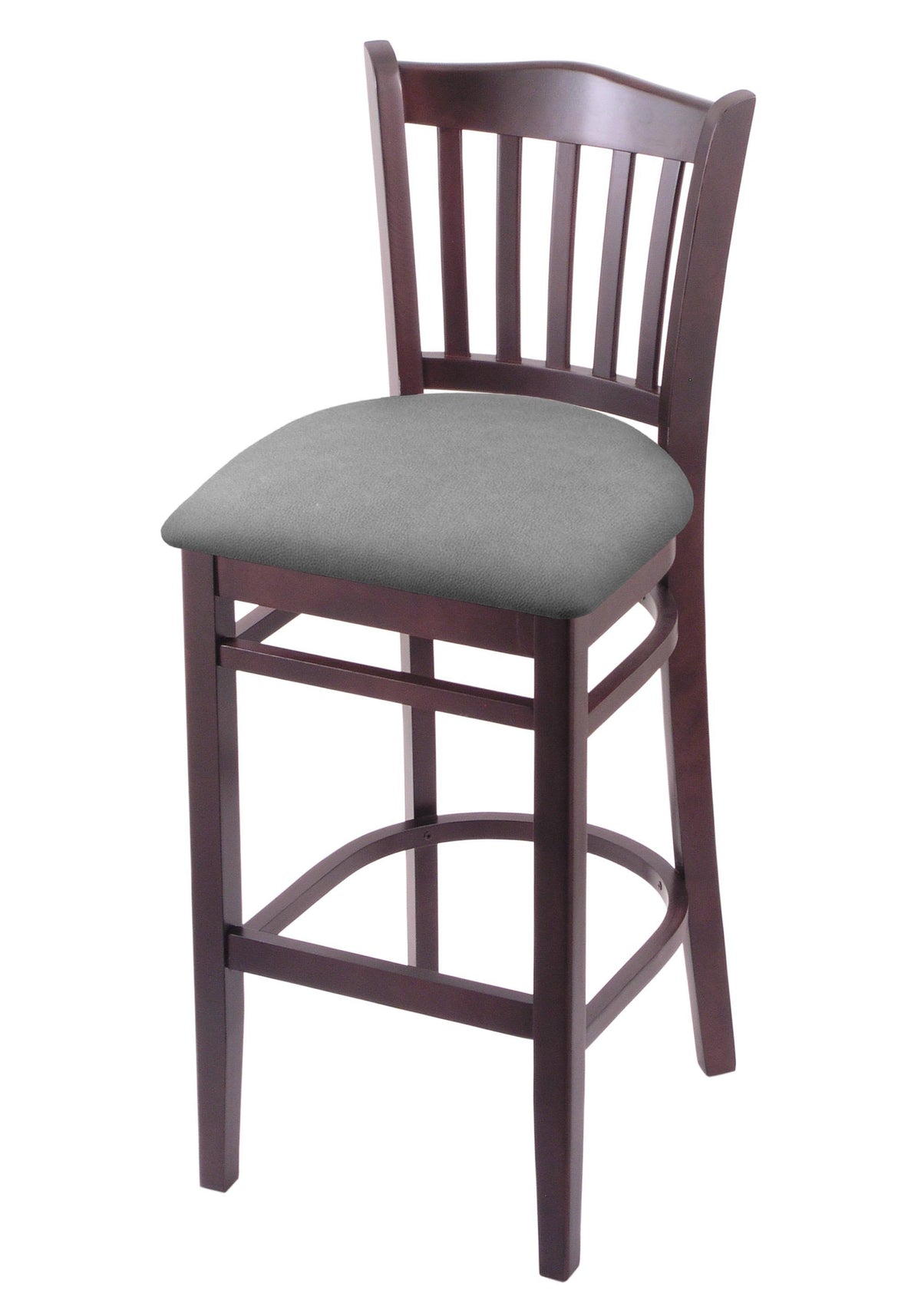 30 inch Bar Stool with Dark Cherry Finish and Grey Seat O199486
