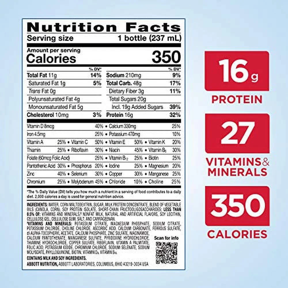 Vanilla Liquid Nutrition Shake, 16 Grams of Protein, 8 Fl Oz Bottle (Pack of 24) V34972