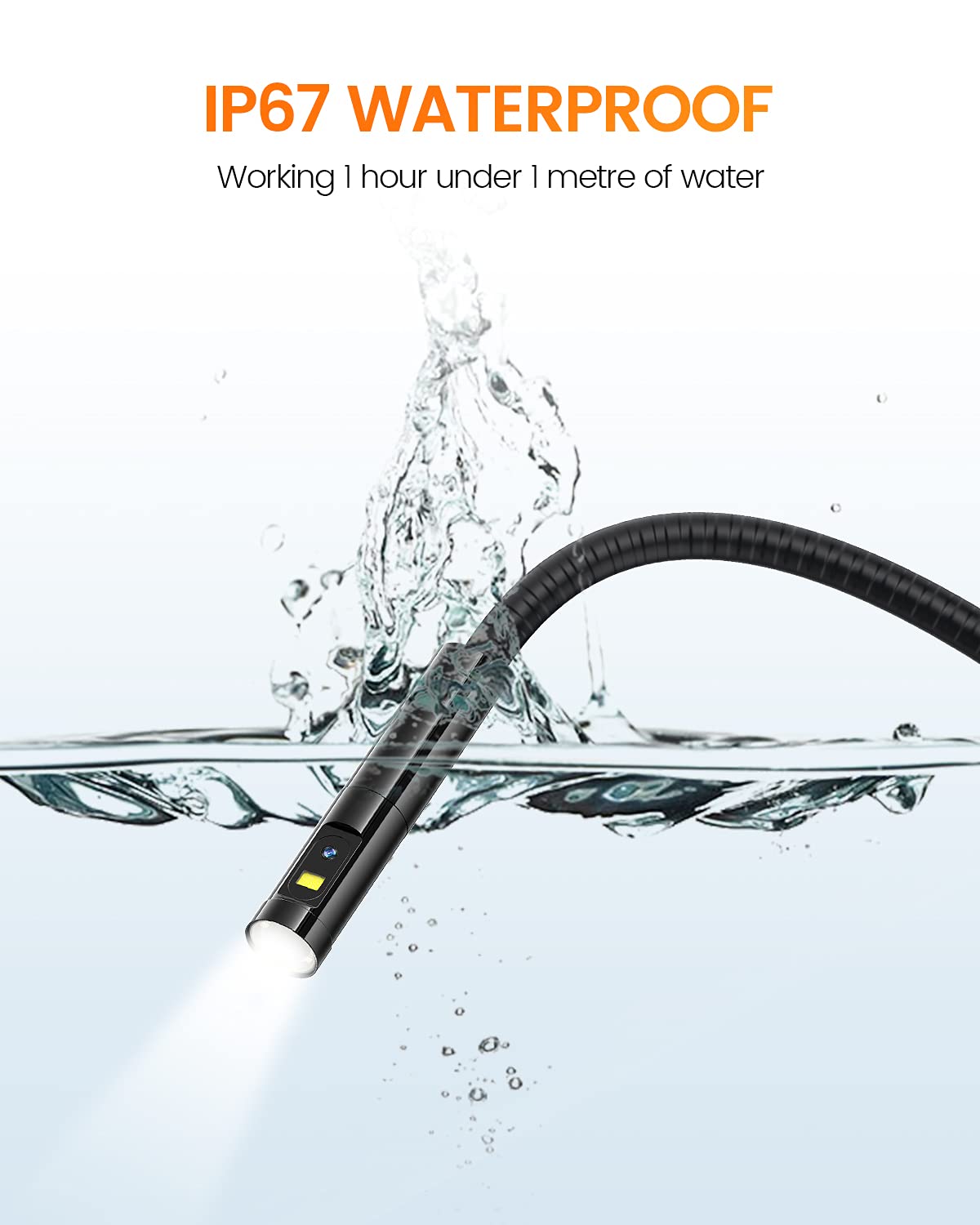 Dual Lens Inspection Camera with Light, 5 IPS Screen, 16.4ft Flexible Probe, 1080p R605