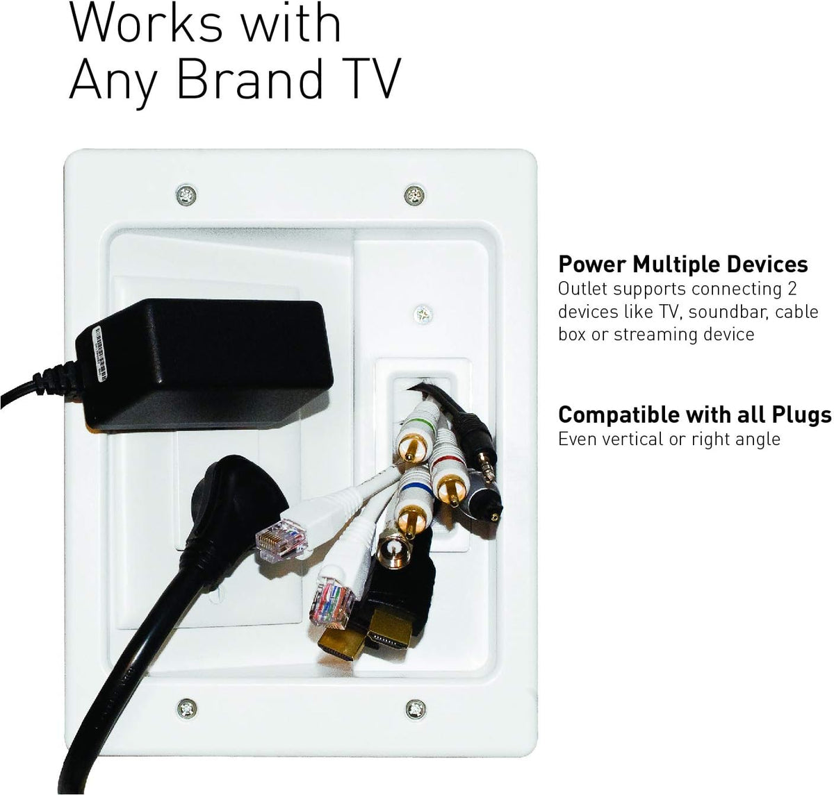 In Wall TV Power Kit with HDMI, White, 6ft Length, Pack of 2 O791