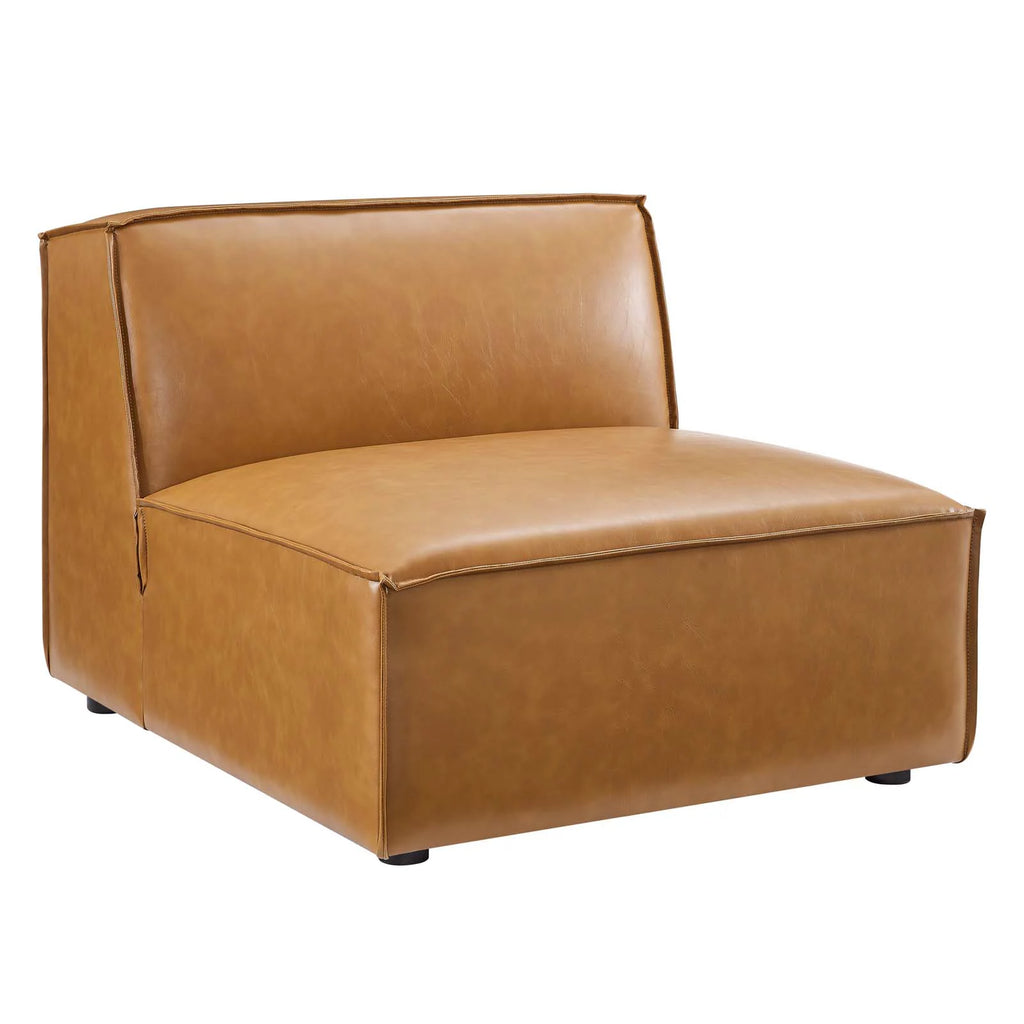 Tan 6-Piece Vegan Leather Sectional Sofa F16038