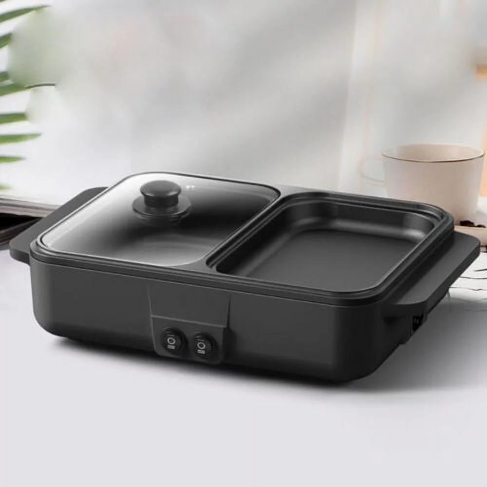 1200W Portable 2 in 1 Hot Pot Barbecue Grill Non-Stick Pan Y805
