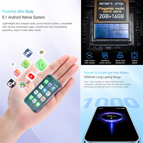 3.0 Inch Mini Smartphone 2GB 16GB Quad Core Android Dual Sim Light Blue F961284