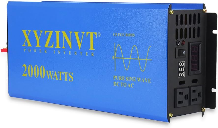 2500w Pure Sine Wave Power Inverter DC 24V to AC 120V with LED Display and Wireless Remote Controller G5336