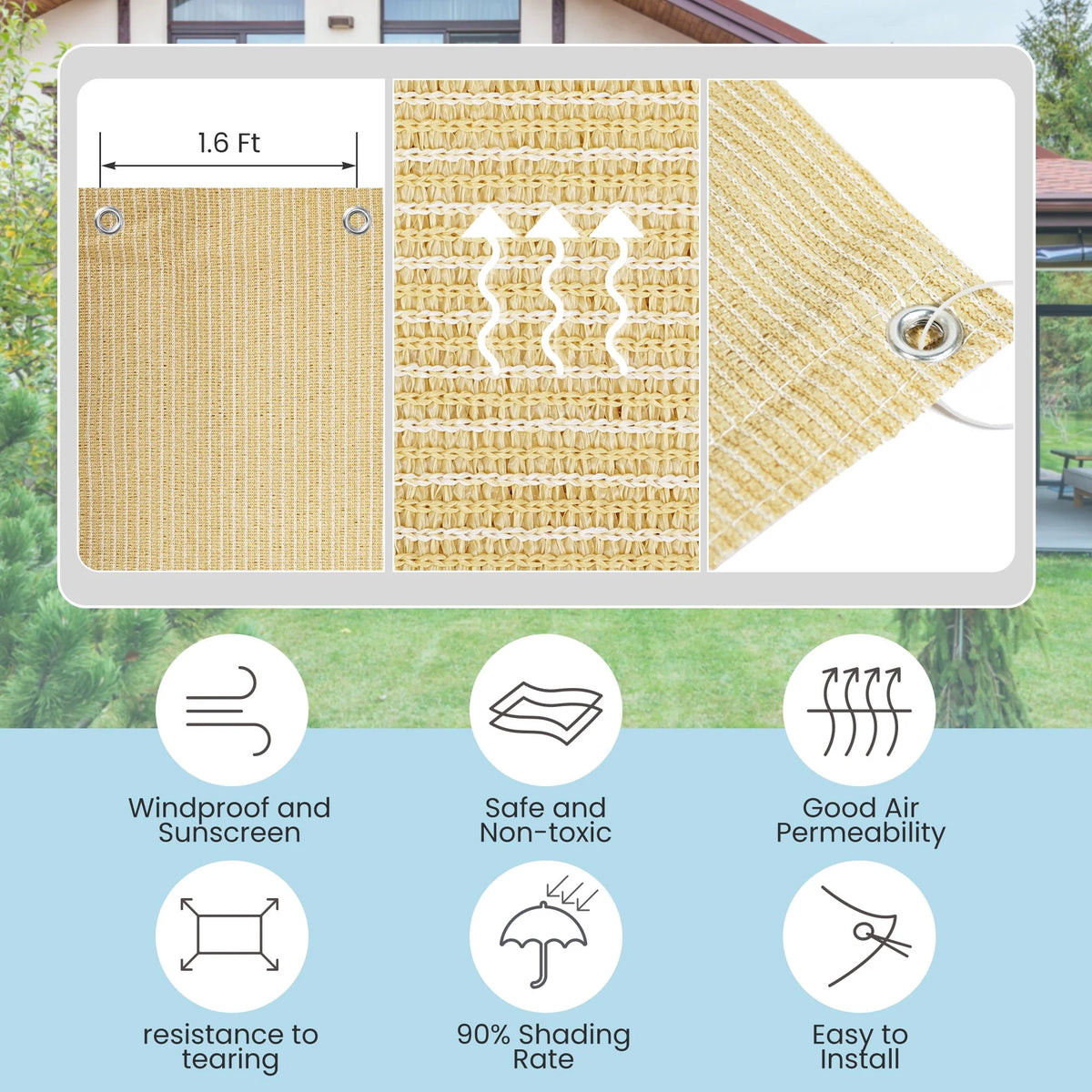 10ft x 10ft Sun Shade Net B3868