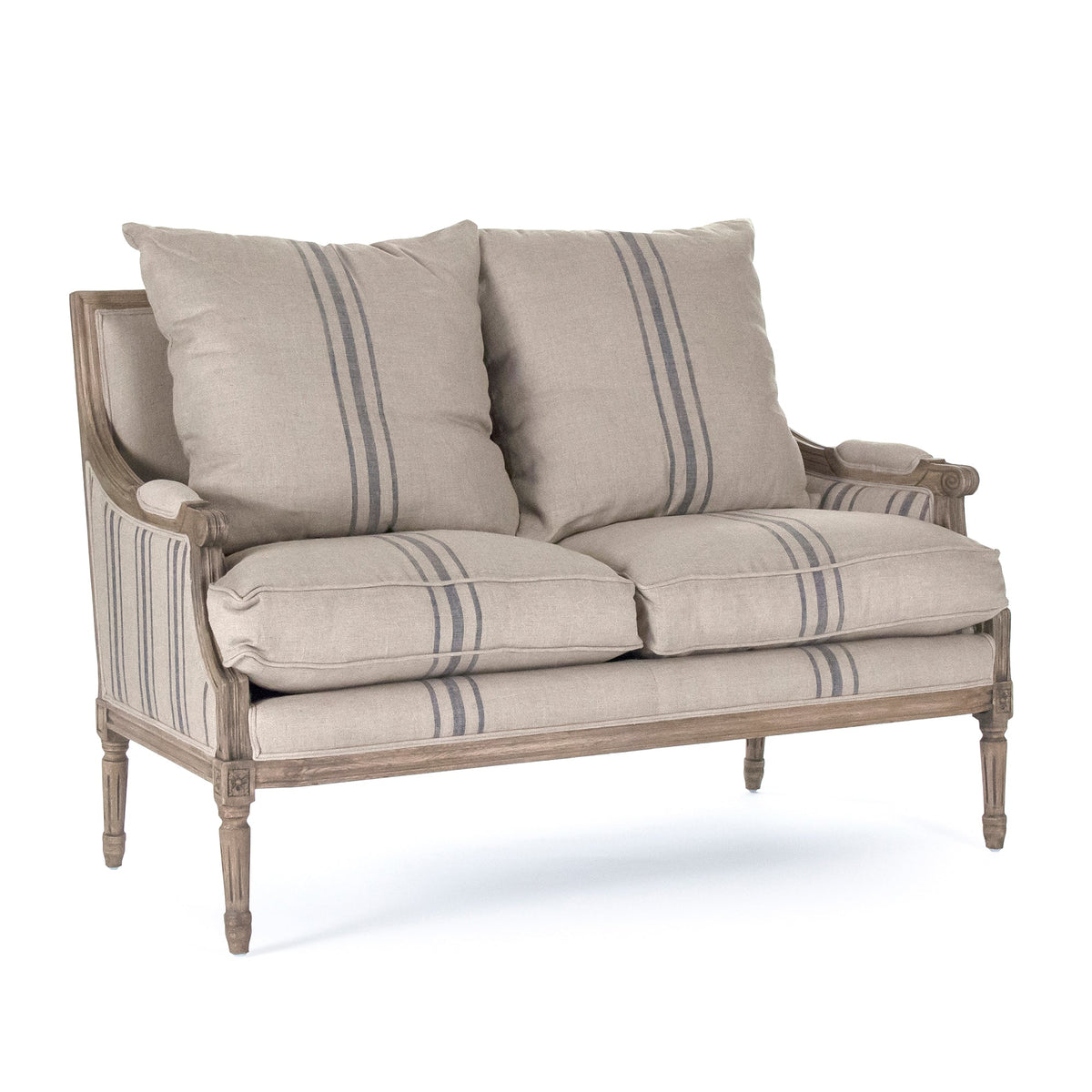 Stripe Blue Louis Settee G751