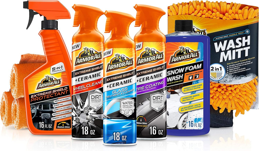 Car Care Kit, Car Wax & Wash Kit, Glass Cleaner, Car Air Freshener, Tire & Wheel Cleaner, 8 Pieces Pack of 2 V6033