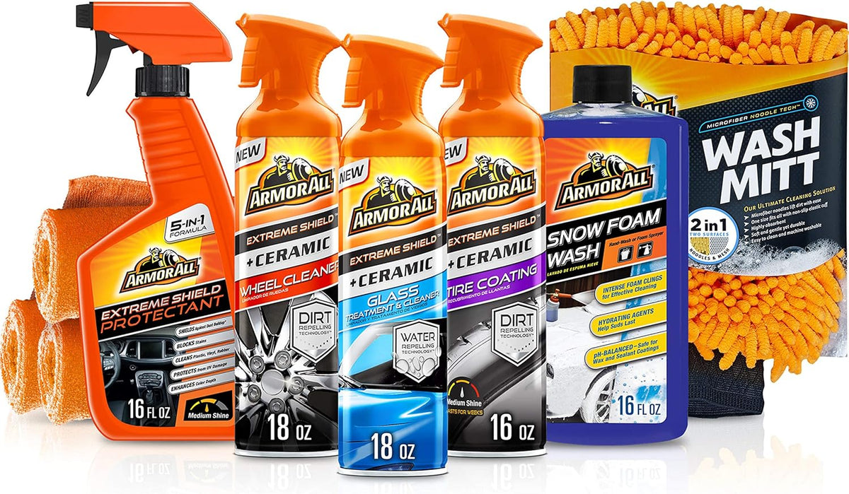 Car Care Kit, Car Wax & Wash Kit, Glass Cleaner, Car Air Freshener, Tire & Wheel Cleaner, 8 Pieces Pack of 2 V6033