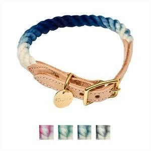 Ombre Rope & Leather Dog & Cat Collar, Indigo, X-Large A78499