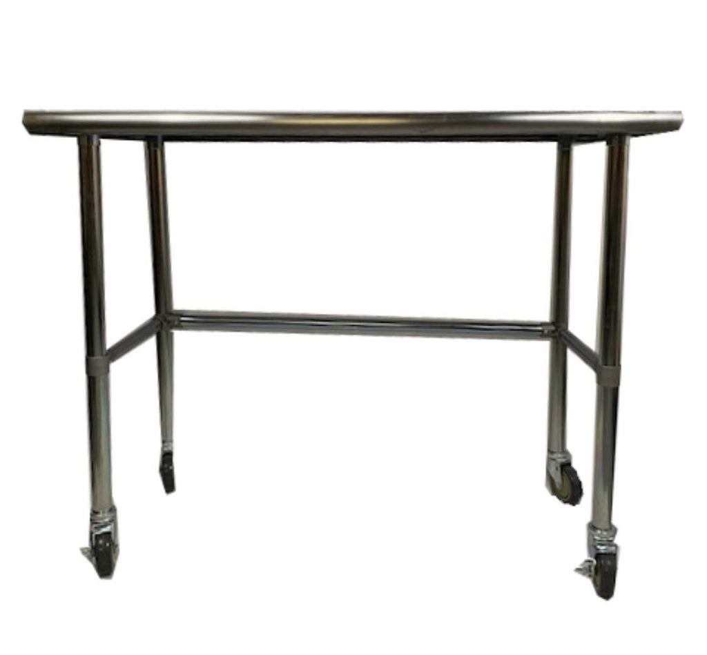 Commercial Stainless Steel Work Table with Crossbar 18 x 48 with Wheels 4 Casters J570123