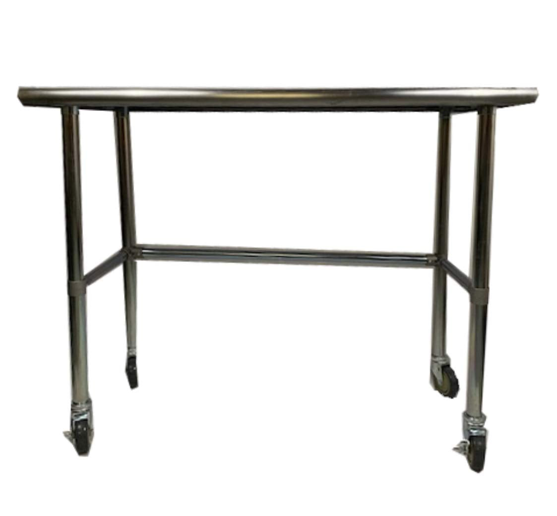 Commercial Stainless Steel Work Table with Crossbar 18 x 48 with Wheels 4 Casters J570123
