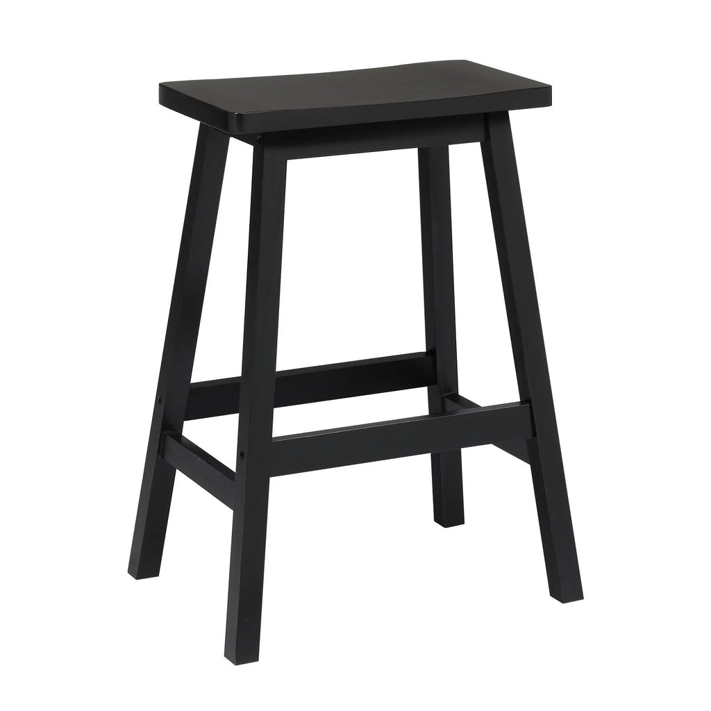 Set of 4 Black Wooden Saddle Seat Bar Stools N8956